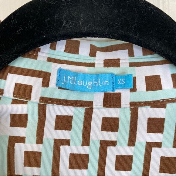 J. MCLAUGHLIN Brynn Dress Mint Brown Geometric Print Catalina Cloth Size XS - Picture 4 of 6